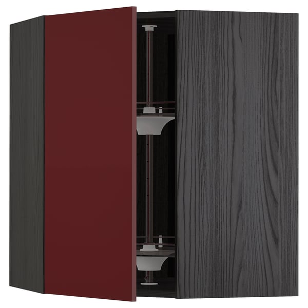 Metod خزانة حائط ركنية مع درج دوار أسود Kallarp لامع أحمر بني غامق Ikea