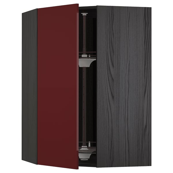 Metod خزانة حائط ركنية مع درج دوار أسود Kallarp لامع أحمر بني غامق Ikea