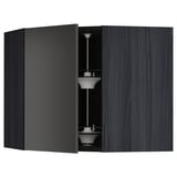 METOD Corner wall cabinet with carousel, black/Nickebo matt anthracite, 68x60 cm
