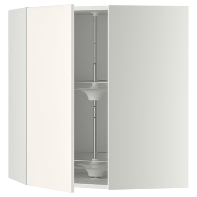 METOD Corner wall cabinet with carousel, white/Veddinge white, 68x80 cm