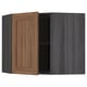METOD Corner wall cabinet with shelves, black Enköping/brown walnut effect, 68x60 cm