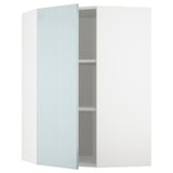 METOD Corner wall cabinet with shelves, white/Kallarp light grey-blue, 68x100 cm