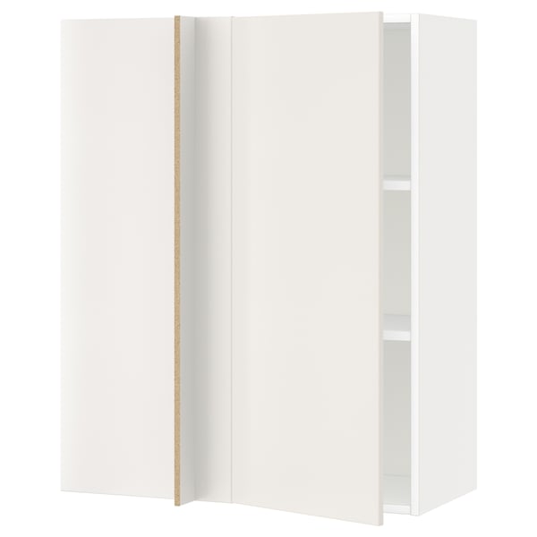 METOD Corner wall cabinet with shelves, white/Veddinge white, 88x37x100 cm