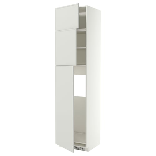 METOD High cab for fridge with 3 doors, white/Aspudden light grey, 60x60x240 cm