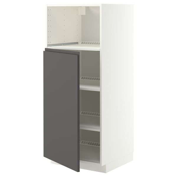 METOD High cabinet f built-in appliances, white/Voxtorp dark grey, 60x60x140 cm