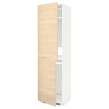 METOD High cabinet for fridge/freezer, white/Askersund light ash effect, 60x60x220 cm