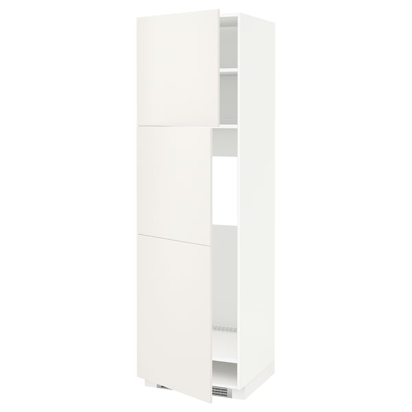 METOD High cabinet for fridge w 2 doors, white/Veddinge white, 60x60x200 cm