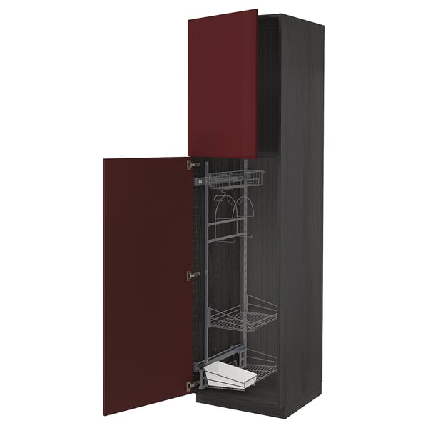 METOD High cabinet with cleaning interior - black Kallarp ...