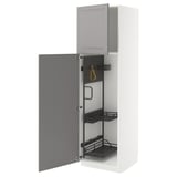 METOD High cabinet with cleaning interior, white/Bodbyn grey, 60x60x200 cm