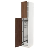 METOD High cabinet with cleaning interior, white Enköping/brown walnut effect, 40x60x220 cm