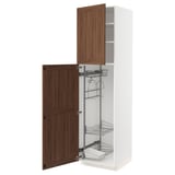 METOD High cabinet with cleaning interior, white Enköping/brown walnut effect, 60x60x220 cm