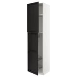 METOD High cabinet with cleaning interior, white/Lerhyttan black stained, 60x60x240 cm