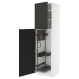 METOD High cabinet with cleaning interior, white/Nickebo matt anthracite, 60x60x220 cm