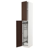 METOD High cabinet with cleaning interior, white/Sinarp brown, 40x60x240 cm