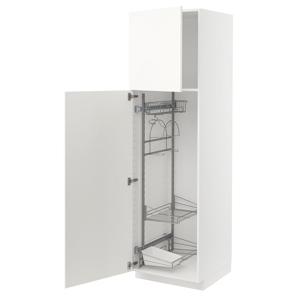 METOD High cabinet with cleaning interior, white/Vallstena white, 60x60x200 cm