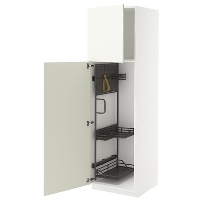 METOD High cabinet with cleaning interior, white/Vallstena white, 60x60x200 cm