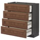 METOD / MAXIMERA Base cab 4 frnts/4 drawers, black Enköping/brown walnut effect, 80x37 cm