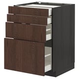 METOD / MAXIMERA Base cab 4 frnts/4 drawers, black/Sinarp brown, 60x60 cm