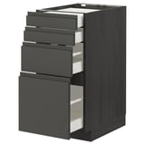 METOD / MAXIMERA Base cab 4 frnts/4 drawers, black/Voxtorp dark grey, 40x60 cm