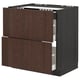 METOD / MAXIMERA Base cab f hob/2 fronts/2 drawers, black/Sinarp brown, 80x60 cm