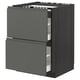 METOD / MAXIMERA Base cab f hob/2 fronts/2 drawers, black/Voxtorp dark grey, 60x60 cm
