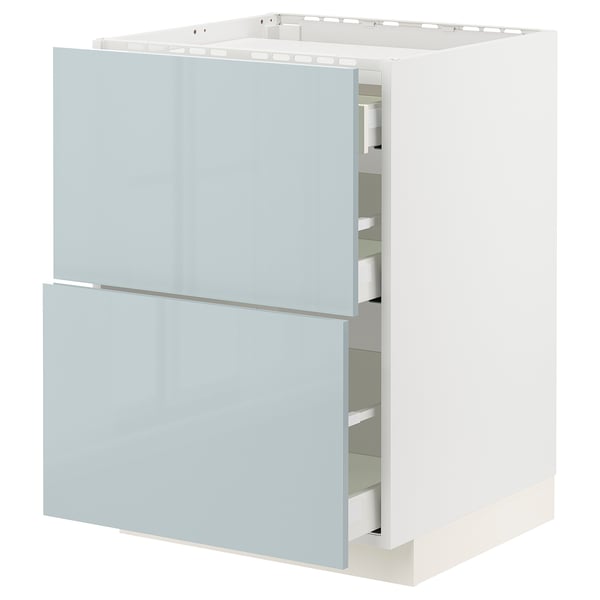 METOD / MAXIMERA Base cab f hob/2 fronts/3 drawers, white/Kallarp light grey-blue, 60x60 cm