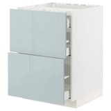 METOD / MAXIMERA Base cab f hob/2 fronts/3 drawers, white/Kallarp light grey-blue, 60x60 cm