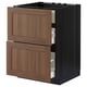 METOD / MAXIMERA Base cab f hob/int extractor w drw, black Enköping/brown walnut effect, 60x60 cm