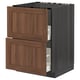 METOD / MAXIMERA Base cab f sink+2 fronts/2 drawers, black Enköping/brown walnut effect, 60x60 cm