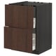 METOD / MAXIMERA Base cab f sink+2 fronts/2 drawers, black/Sinarp brown, 60x60 cm