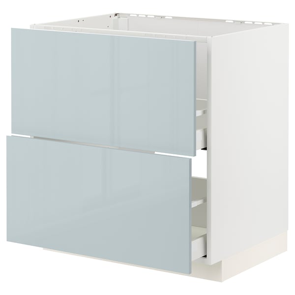 METOD / MAXIMERA Base cab f sink+2 fronts/2 drawers, white/Kallarp light grey-blue, 80x60 cm