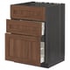 METOD / MAXIMERA Base cab f sink+3 fronts/2 drawers, black Enköping/brown walnut effect, 60x60 cm