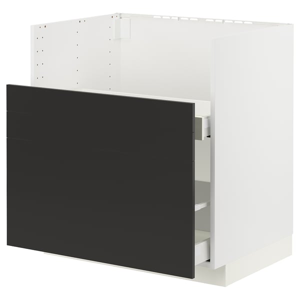 METOD / MAXIMERA Base cab f TALLSJÖN sink, white/Nickebo matt anthracite, 80x60 cm