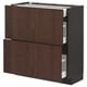 METOD / MAXIMERA Base cab with 2 fronts/3 drawers, black/Sinarp brown, 80x37 cm
