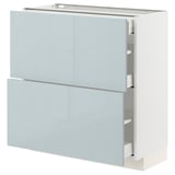 METOD / MAXIMERA Base cab with 2 fronts/3 drawers, white/Kallarp light grey-blue, 80x37 cm