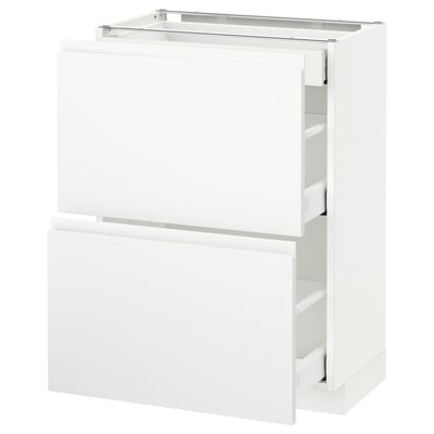 METOD / MAXIMERA Base cab with 2 fronts/3 drawers, white/Voxtorp matt white, 60x37 cm