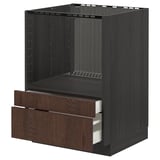 METOD / MAXIMERA Base cabinet f combi micro/drawers, black/Sinarp brown, 60x60 cm