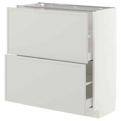 METOD / MAXIMERA Base cabinet with 2 drawers, white/Aspudden light grey, 80x37 cm