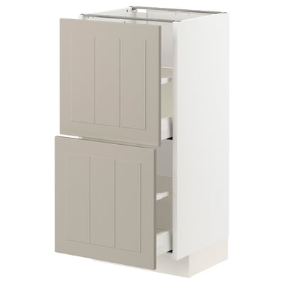 METOD / MAXIMERA Base cabinet with 2 drawers, white/Stensund beige, 40x37 cm