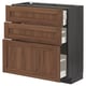 METOD / MAXIMERA Base cabinet with 3 drawers, black Enköping/brown walnut effect, 80x37 cm