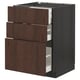 METOD / MAXIMERA Base cabinet with 3 drawers, black/Sinarp brown, 60x60 cm