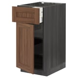 METOD / MAXIMERA Base cabinet with drawer/door, black Enköping/brown walnut effect, 40x60 cm