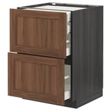 METOD / MAXIMERA Base cb 2 frnts/2 low/1 md/1 hi drw, black Enköping/brown walnut effect, 60x60 cm