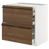 METOD / MAXIMERA Base cb 2 frnts/2 low/1 md/1 hi drw, white/Stensta dark brown ash veneer, 80x60 cm