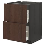 METOD / MAXIMERA Base cb 2 fronts/2 high drawers, black/Sinarp brown, 60x60 cm