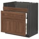 METOD / MAXIMERA Base cb f HAVSEN snk/3 frnts/2 drws, black Enköping/brown walnut effect, 80x60 cm