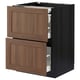 METOD / MAXIMERA Bc w pull-out work surface/3drw, black Enköping/brown walnut effect, 60x60 cm