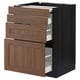 METOD / MAXIMERA Bc w pull-out work surface/3drw, black Enköping/brown walnut effect, 60x60 cm