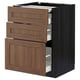 METOD / MAXIMERA Bc w pull-out work surface/3drw, black Enköping/brown walnut effect, 60x60 cm