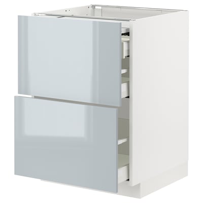 METOD / MAXIMERA Bc w pull-out work surface/3drw, white/Kallarp light grey-blue, 60x60 cm